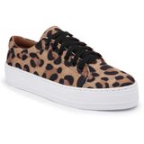 Tênis Flatform Feminino Cadarço Animal Print Conforto Leve