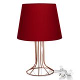 Abajur Torre Dome Vermelho Com Aramado Cobre