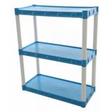 Estante Plastica Modular Azul Com  3 Prateleiras