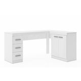 Mesa Canto P Escritorio Msm446 C 2 Portas E 3 Gavetas Branco Movelbento