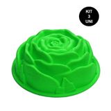 Forma De Silicone Rosa Flor Bolo Antiaderente Kit 3 Uni