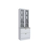 Cristaleira De Cozinha Americana C 2 Portas 2 C Vidro C 2 Gavetas Branco Henn