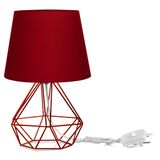 Abajur Diamante Dome Vermelho Com Aramado Cobre