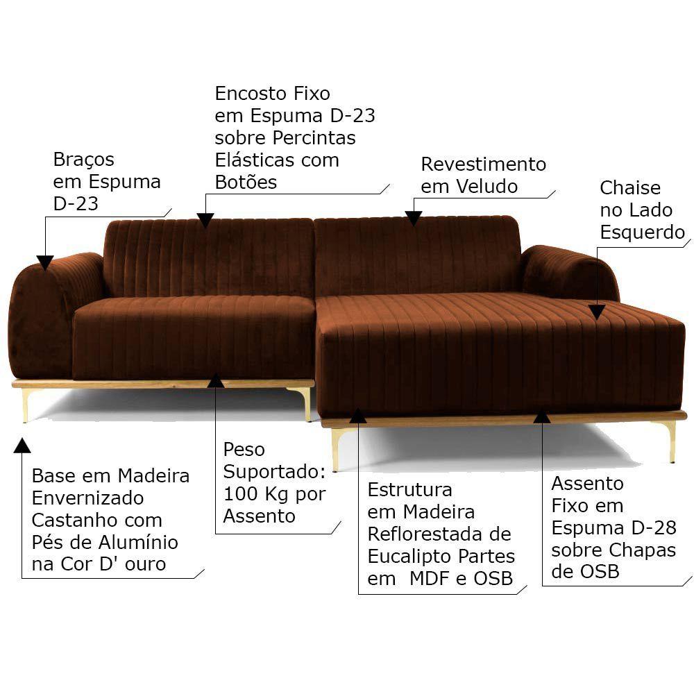 Sofa-3-Lugares-com-Chaise-Base-de-Madeira-Euro-Veludo-Telha