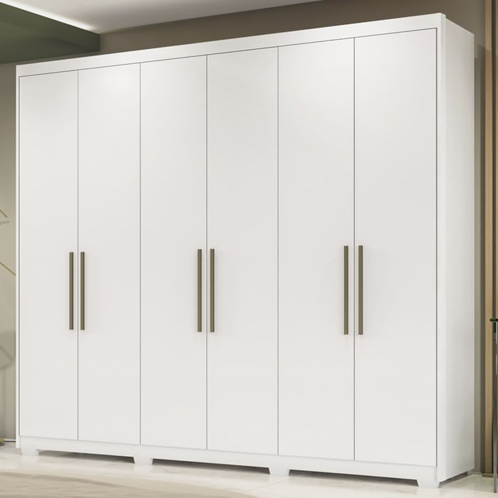 Guarda Roupa Casal 6 Portas Com Pes 63370pe Sumatra Branco Demobile