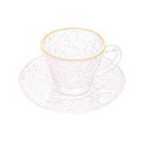 Xícara Para Café Com Pires Transparente Fio De Ouro Petra 70ml - Lyor