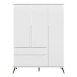 Guarda Roupa Infantil Retrô Melinda 3 Portas E 2 Gavetas Branco - Phoenix Baby