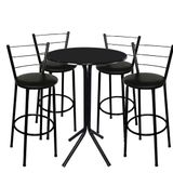 Jogo De Mesa Bistrô Bar 4 Banquetas Preta 70cm Assento Preto