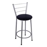 Banqueta Média 60cm Prata Com Assento Preto