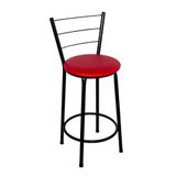 Banqueta Média  Preta 60cm Com Assento Vermelho