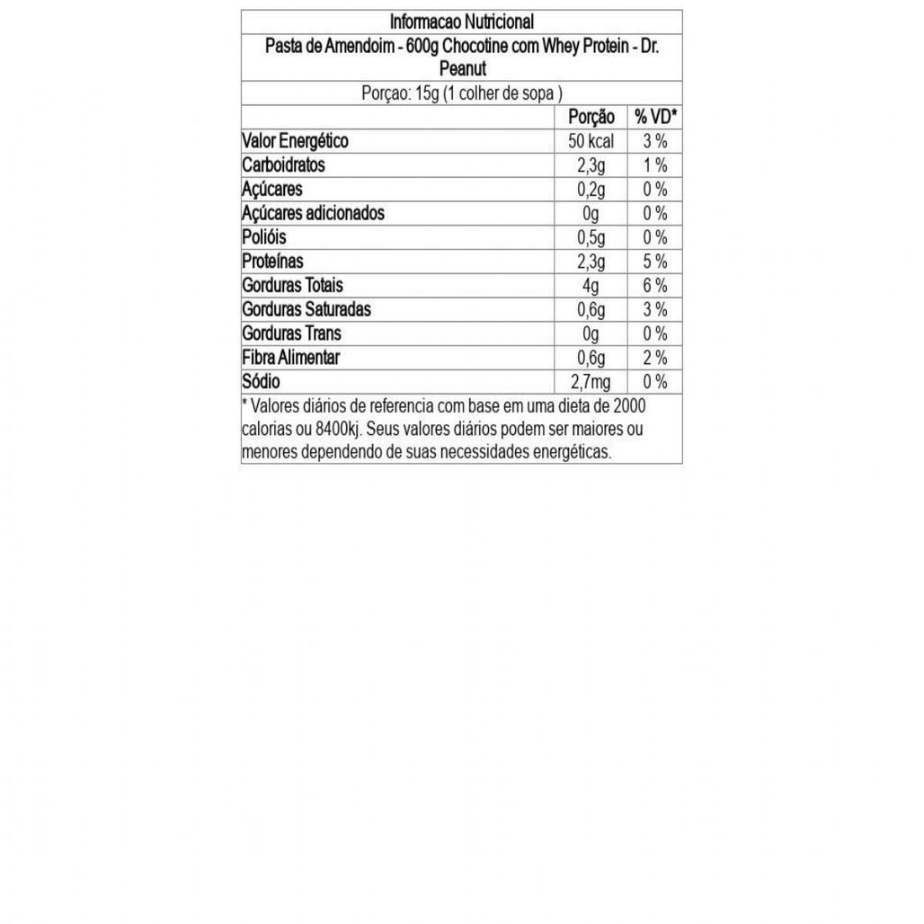 Pasta de Amendoim Dr. Peanut Sabor Chocotine 600g - Pasta de Amendoim Dr.  Peanut Sabor Chocotine 600g - NAO INFORMADO