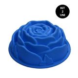 Forma De Silicone Flor Rosa Doce Antiaderente Kit 2 Uni