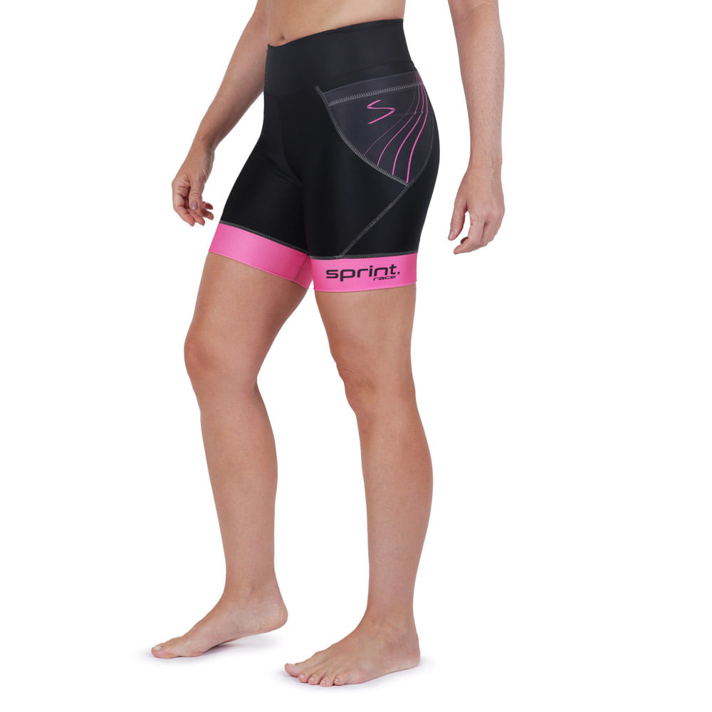 Bermuda-de-Compressao-para-Corrida-Sprint-Race-Feminina-Rosa-Com-Bolso