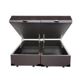 Cama Box Baú Casal Colchão Espuma D45 + Box Bipartido Sintético Marrom Serra Negra 67x138x188