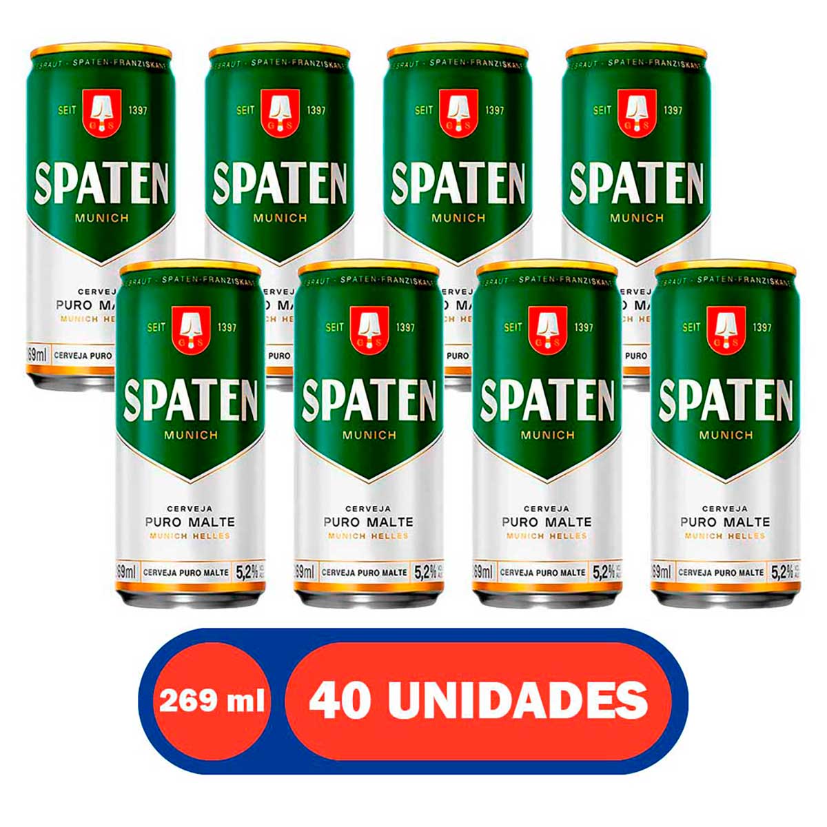 Cerveja Munich Helles Puro Malte Spaten Lata 269ml 40 Unidades