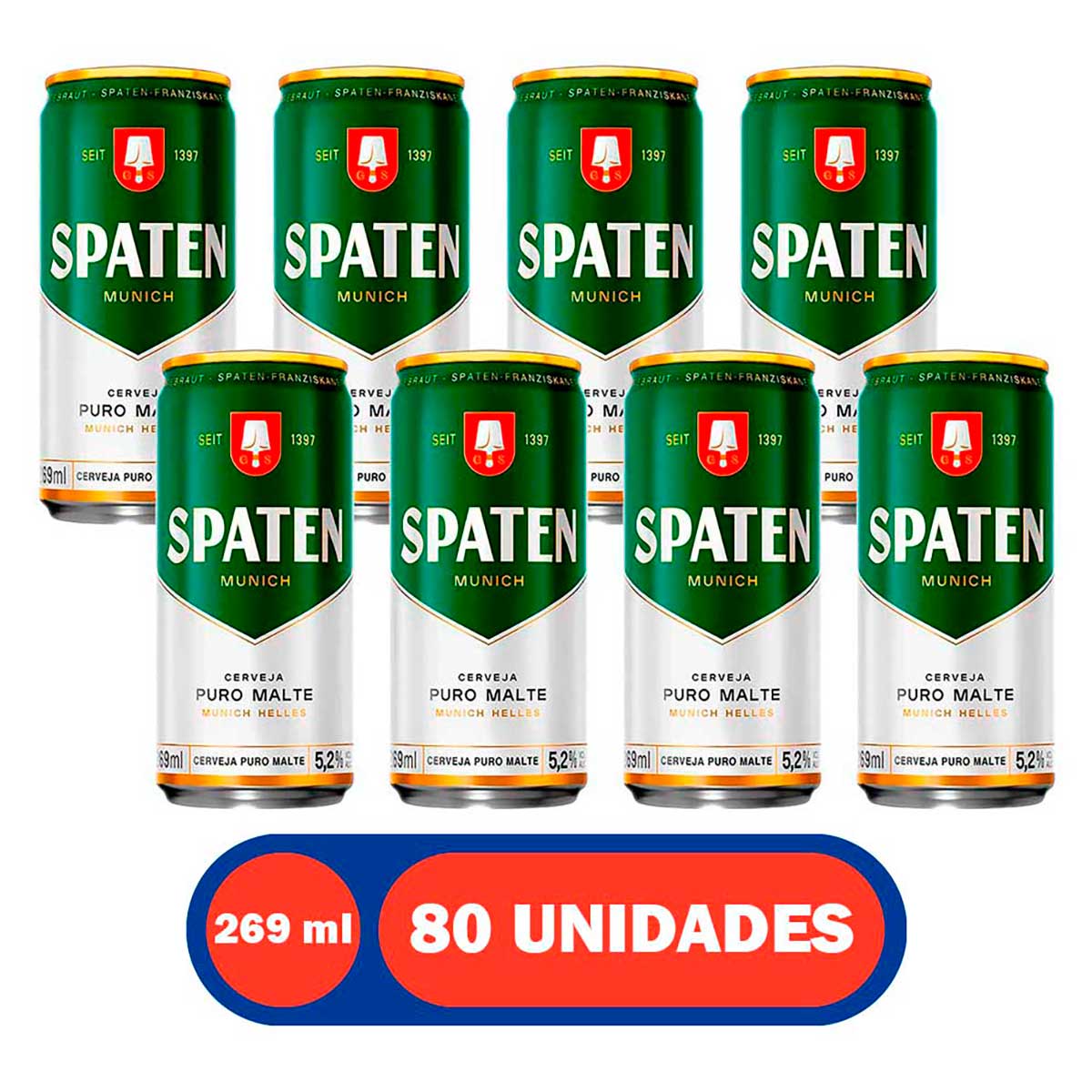 Cerveja Munich Helles Puro Malte Spaten Lata 269ml 80 Unidades