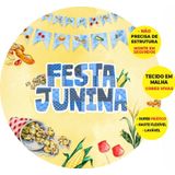 Painel Redondo Festa Junina Abre Fácil Em Tecido 1,50m X