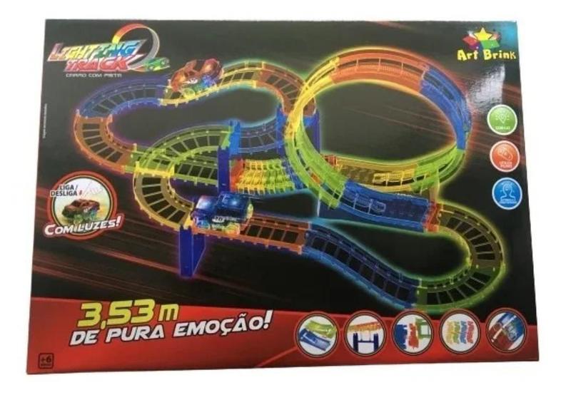 Pista Track Colorida + Carrinho Infantil Luzes Brilhantes