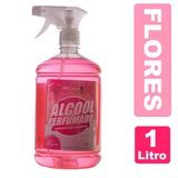 Álcool Perfumado Com Bactericida Para Limpeza Com Borrifador 1 Litro - Flores