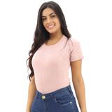 Blusa Feminina Tricot Lã Lisa Gola Careca Verão Manga Curta