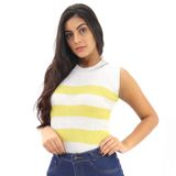 Blusa Feminina Regata Tricot Trico Lã Listrada Listra Verão