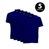 Kit 5 Camisa Gola Polo Em Malha Piquet  Anti Bolinha  UV 15 - Azul Marinho KS  CASUAL SPORT