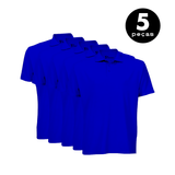 Kit 5 Camisa Gola Polo Em Malha Piquet  Anti Bolinha  UV 15 - Azul Royal KS  CASUAL SPORT