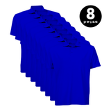 Kit 8 Camisa Gola Polo Em Malha Piquet  Anti Bolinha  UV 15 - Azul Royal  KS  CASUAL SPORT