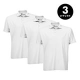 Kit 3 Camisa Gola Polo Em Malha Piquet  Anti Bolinha  UV 15 -  Branco  KS  CASUAL SPORT