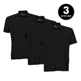 Kit 3 Camisa Gola Polo Em Malha Piquet  Anti Bolinha  UV 15 -  Preto  KS  CASUAL SPORT