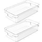 Kit 2 Caixas Organizadoras De Armário Geladeira 30x15x7cm Transparentes Com Alças Clear OU