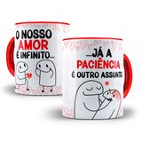 Caneca De Porcelana Alça E Interior Vermelha Flork Namorados