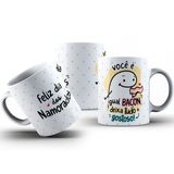 Caneca De Porcelana  Flork Meme Namorados 325ml