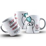 Caneca De Porcelana  Flork Meme Namorados 325ml