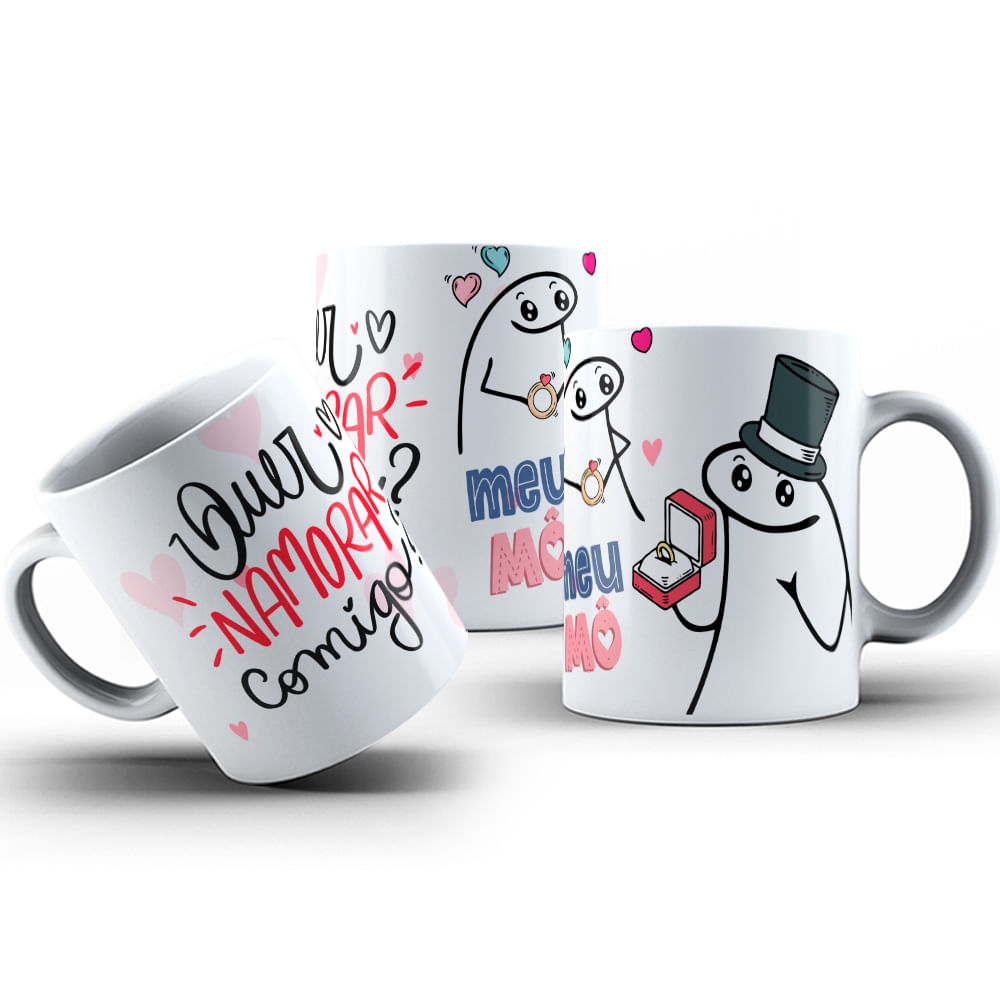 Caneca De Porcelana Flork Quer Namorar Comigo 325ml