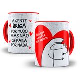 Caneca De Porcelana Alça E Interior Vermelha Flork Namorados