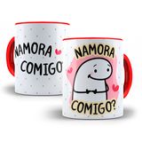 Caneca De Porcelana Alça E Interior Vermelha Flork Namorados