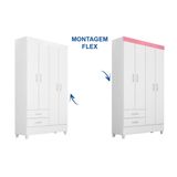 Guarda Roupa 4 Portas E 2 Gavetas Astro Branco Rosa Demobile