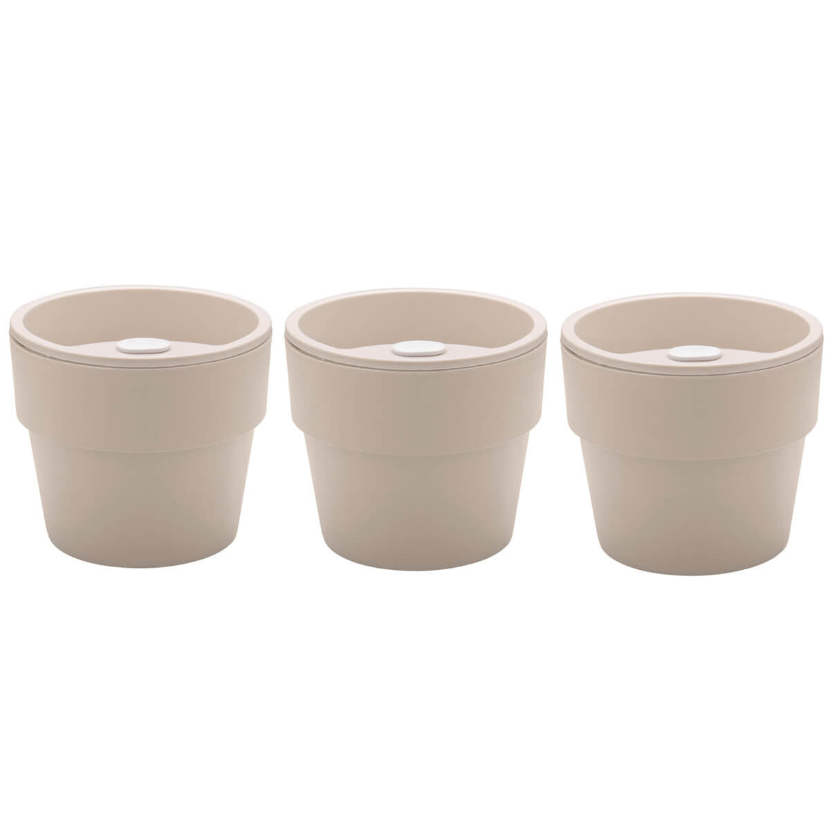 Conjunto 3 Vasos Auto Irrigáveis Horta Vasos Para Plantas Tempero Flores Bege