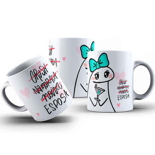 Caneca De Porcelana Personalizada Flork Meme Namorados 325ml