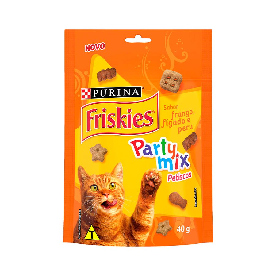 Petisco Friskies Party Mix Para Gatos Adultos Sabor Frango 40g