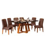 Mesa De Jantar Kiara 160cm Com 6 Cadeiras Lídia D04 Freijó/preto/veludo Moca - Mpozenato