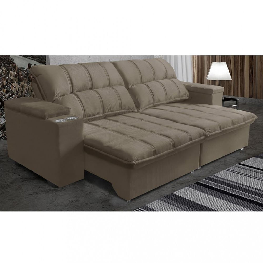 Sofá 4 Lugares Retrátil Reclinável Veludo Bulgaria Requinte Carrefour