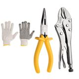 Kit Jogo Ferramentas Alicate Bico Meia Cana 6&quot; Mais Alicate De Pressão 10&quot; Tramontina