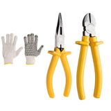 Kit Jogo Ferramentas Alicates Corte Diagonal 6&quot; Mais Alicate Bico Meia Cana 6&quot; 1000v Tramontina