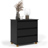 Mini Cômoda Ej 3 Gavetas Mesa Cabeceira Decoração Quarto Casal Solteiro Infantil - Preto - Lojas Rpm