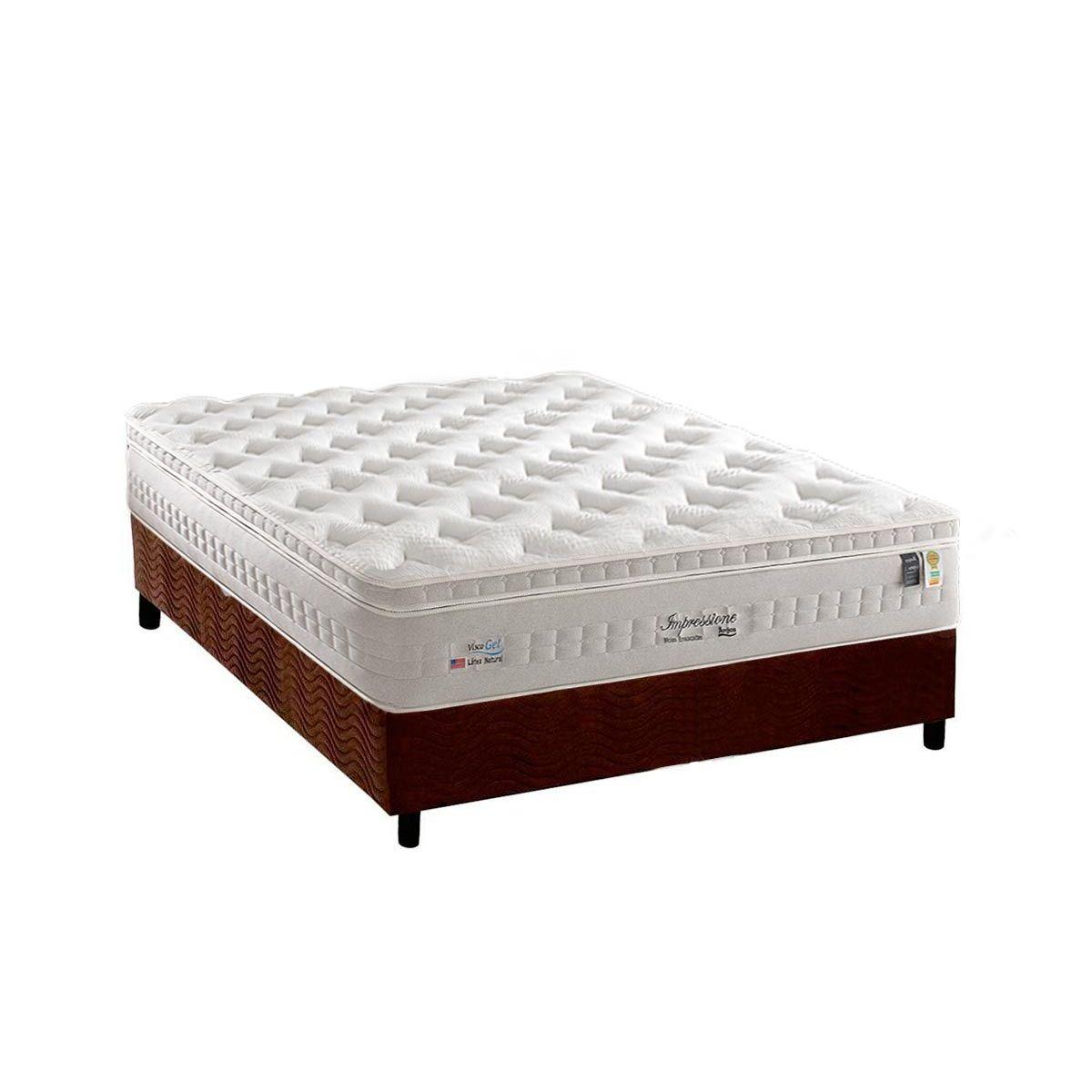 Cama Box Casal Colchao Molas Anjos Masterpocket Ensacadas Impressione Base Crc Suede Brown 138x188