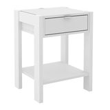 Mesa de Cabeceira Com Tomada 1 Gaveta AZ1016 Branco Tecno Mobili