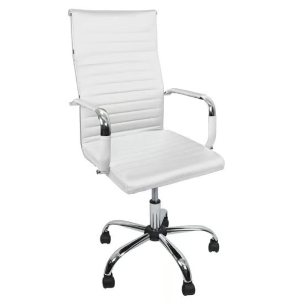 Cadeira de Escritório Esteirinha Base Cromada com Rodinha Fortt Turin Branco - Cef04-B