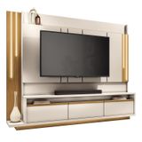 Estante Home Theater Montane Para Tv Até 75” Off White/cinamomo - Pr Móveis